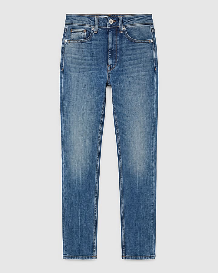 Blue High Waisted Cigarette Jeans