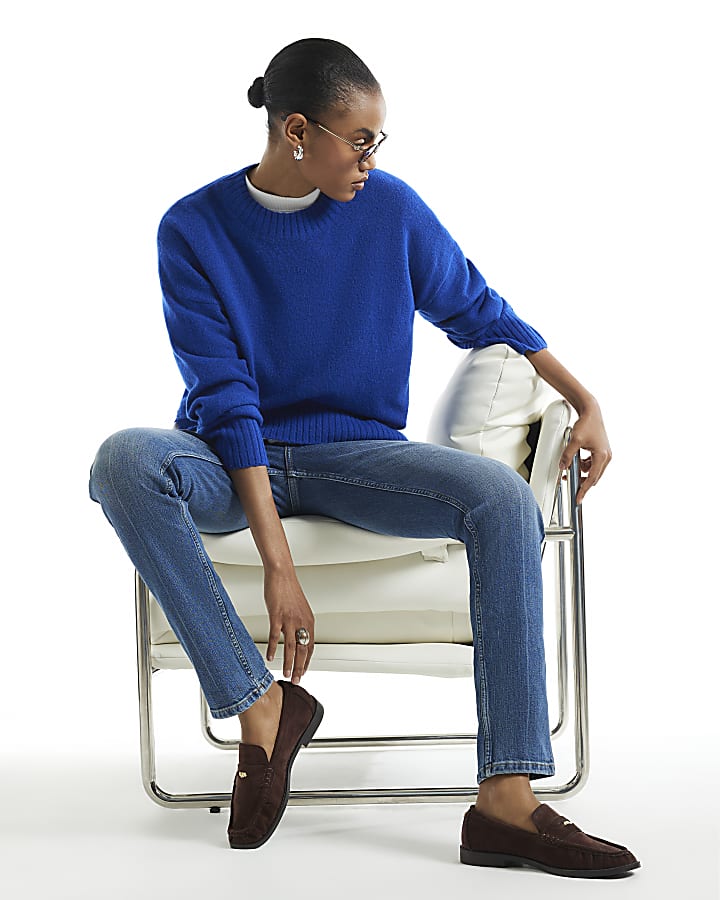 Blue High Waisted Cigarette Jeans