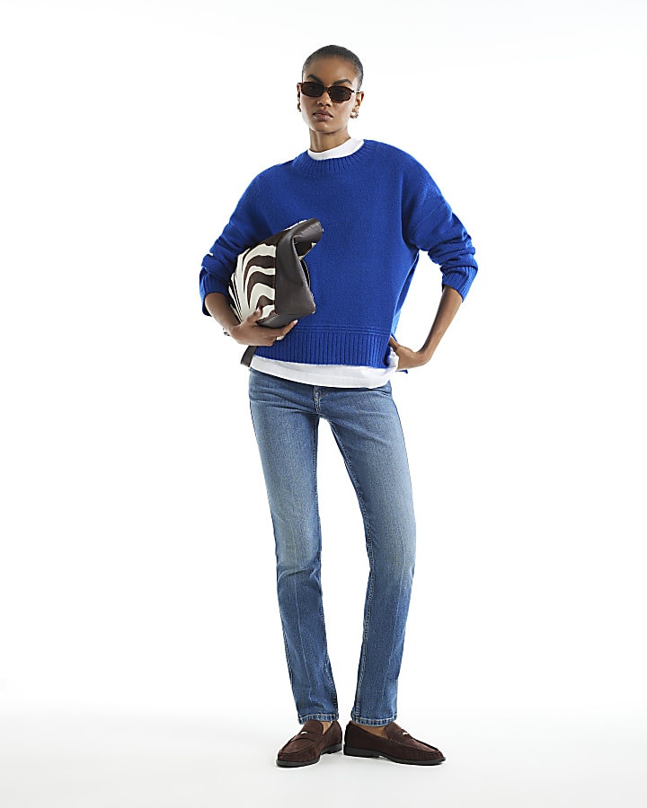 Blue High Waisted Cigarette Jeans