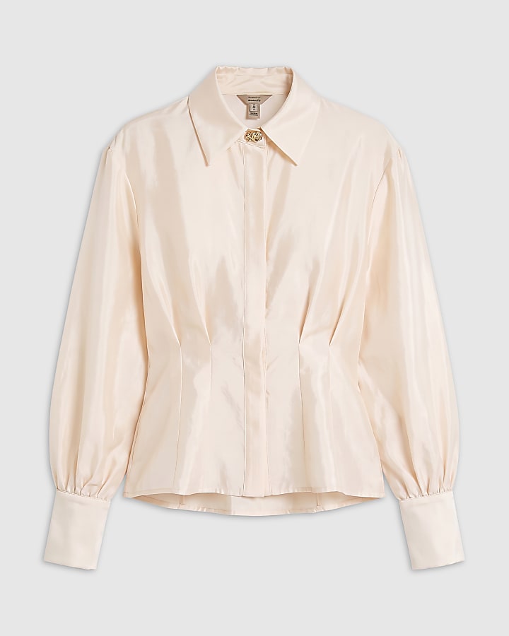 Cream Organza Waist Detail Shirt