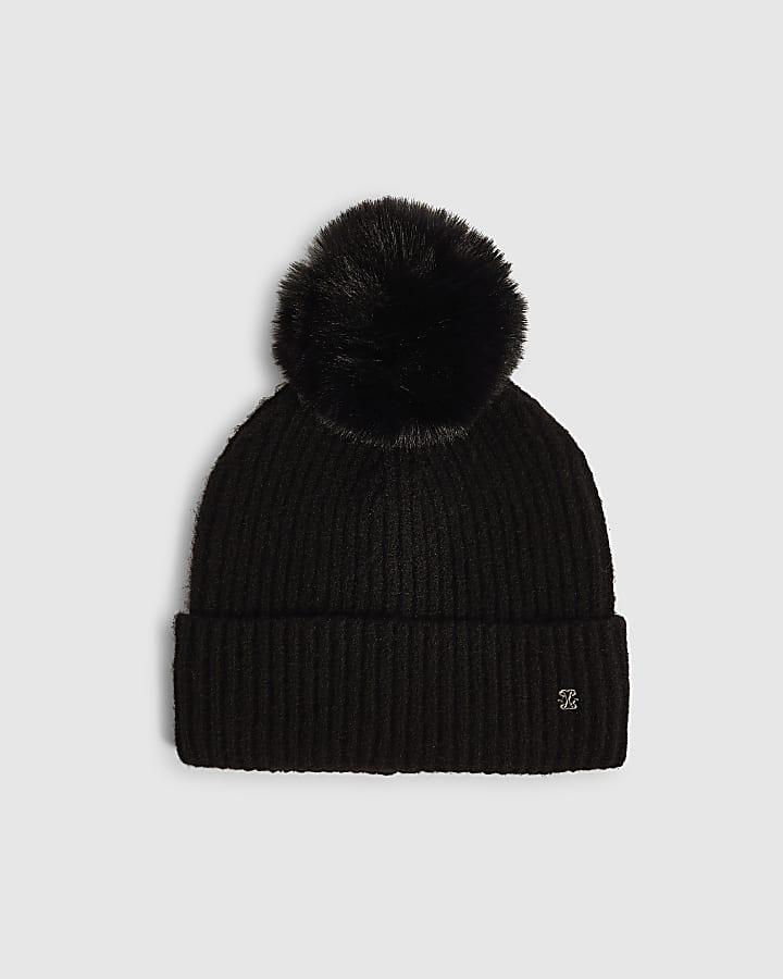 Black Pom Beanie