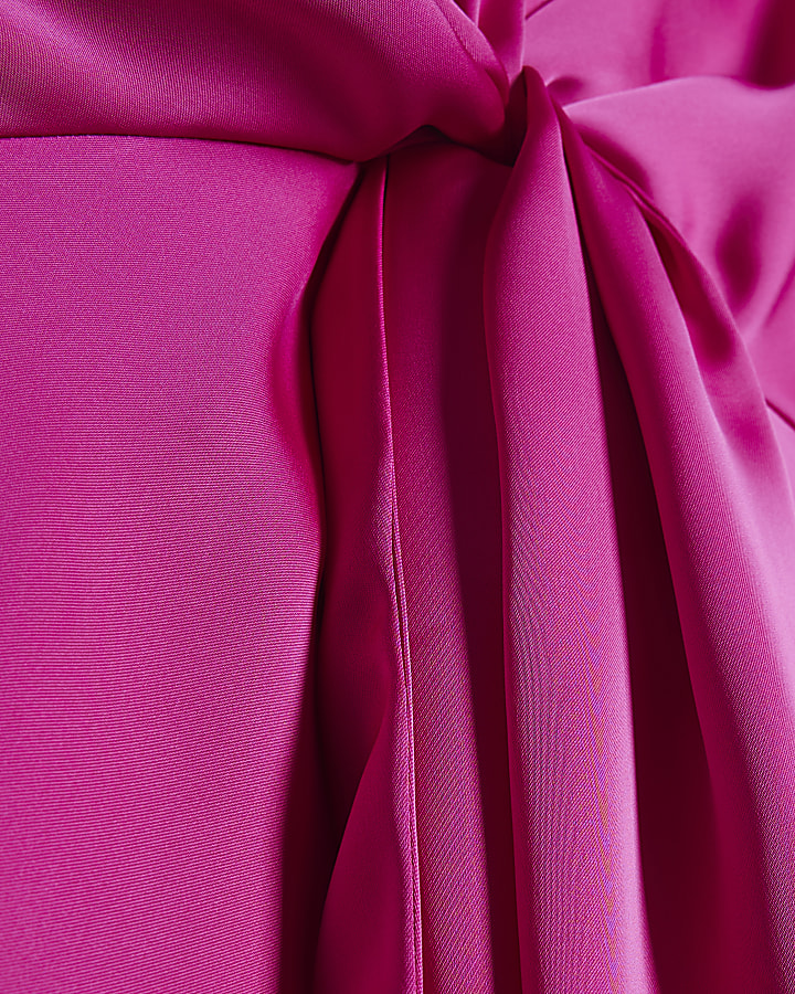 Pink Satin Twist Front Top