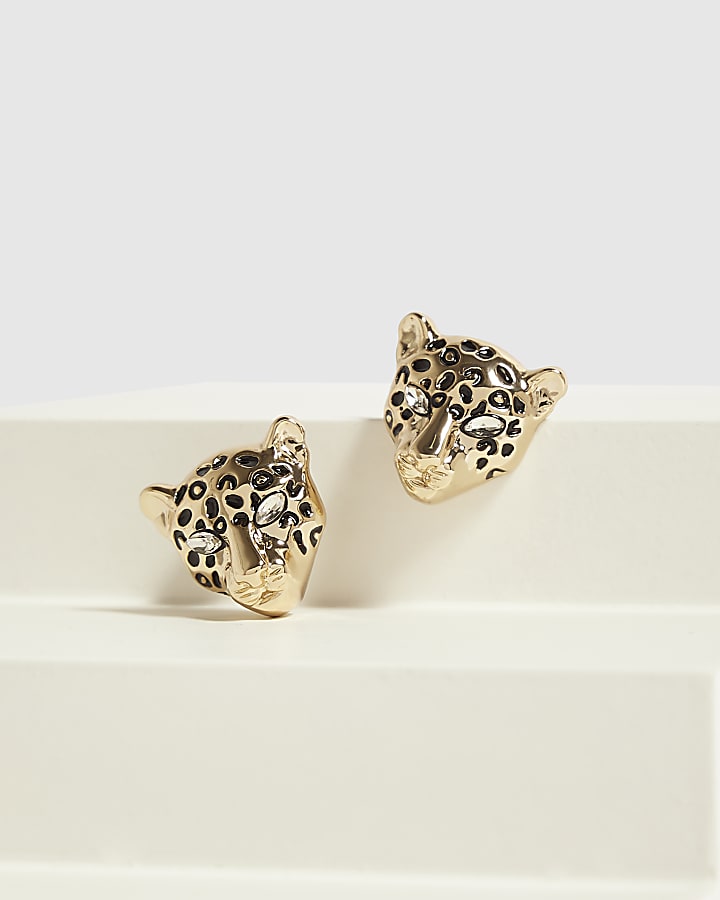 Gold Leopard Stud Earrings