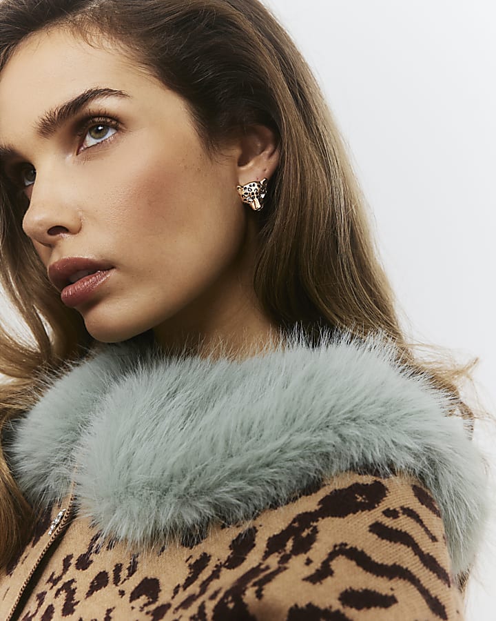 Gold Leopard Stud Earrings