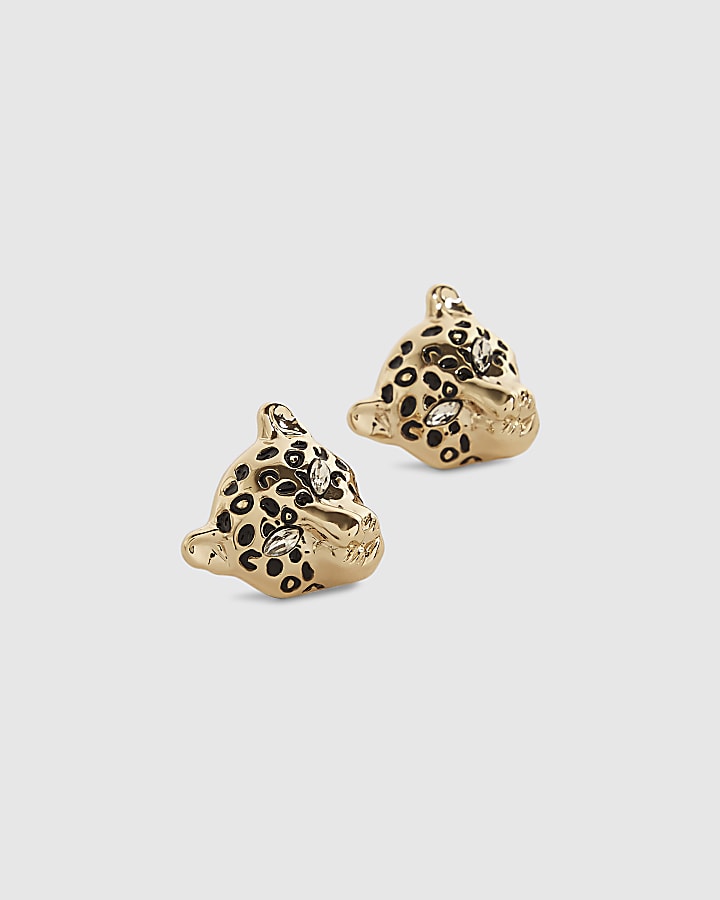 Gold Leopard Stud Earrings