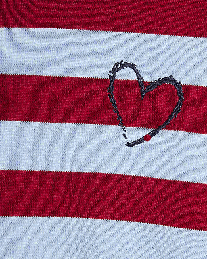 Navy Stripe Knit Long Sleeve Colour Block Top