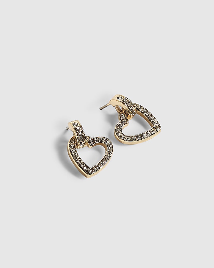 Gold Heart Drop Earrings
