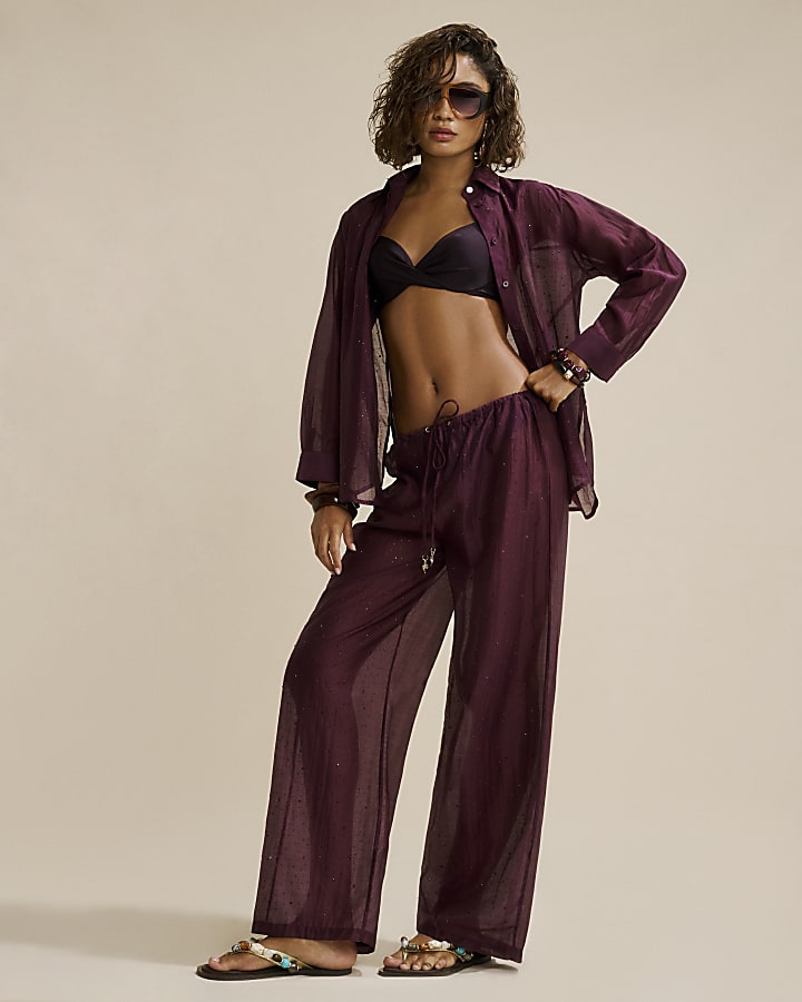 Purple Hot Fix Beach Shirt