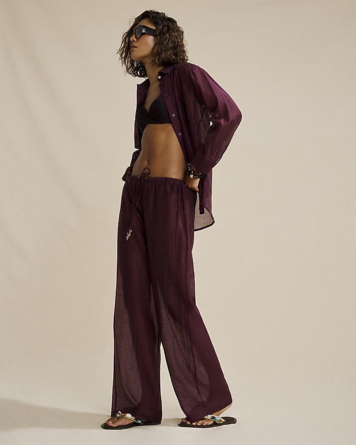 Purple Hot Fix Beach Trousers