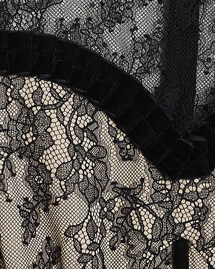 Black Lace Long Sleeve Corset Top