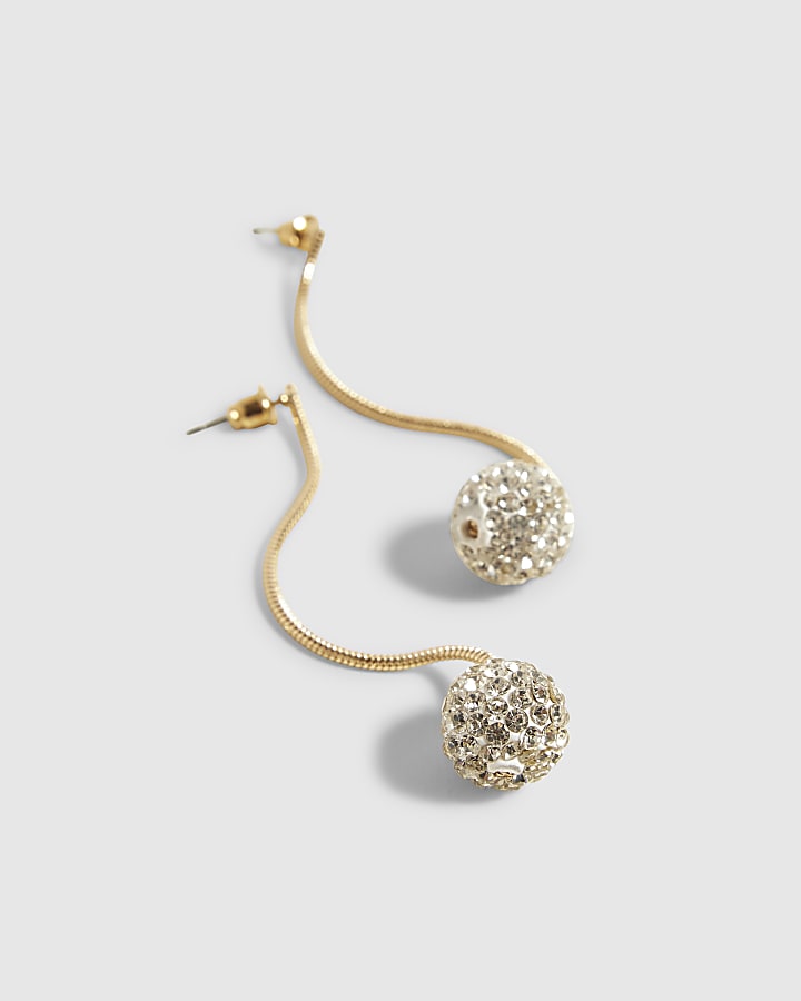 Gold Crystal Bead Drop Earrings