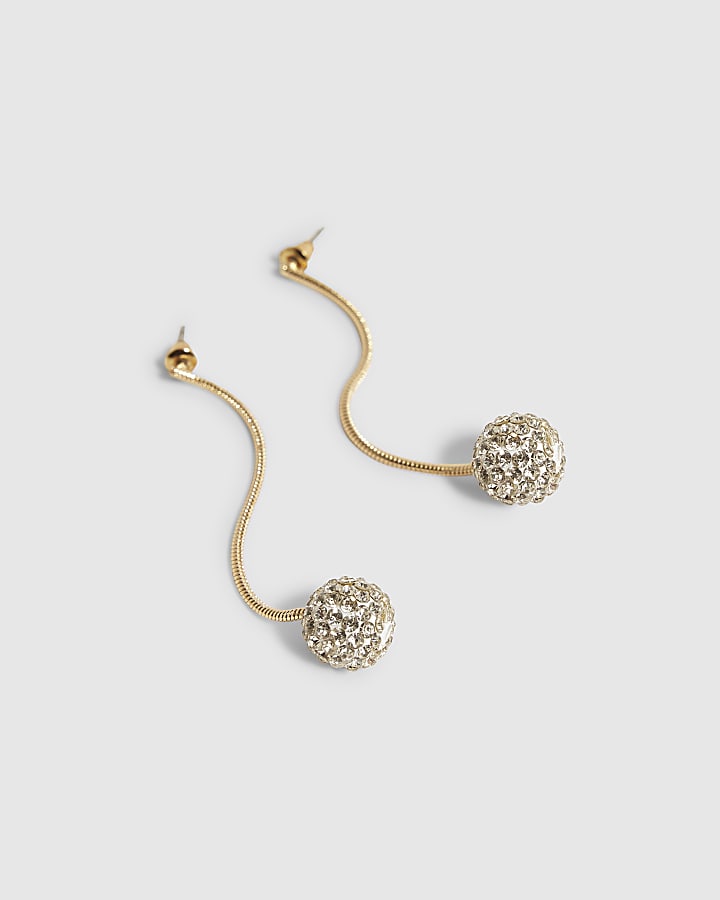 Gold Crystal Bead Drop Earrings