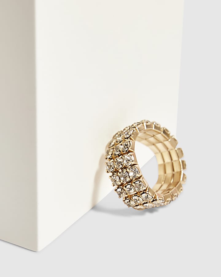 Gold Cupchain Stretch Ring