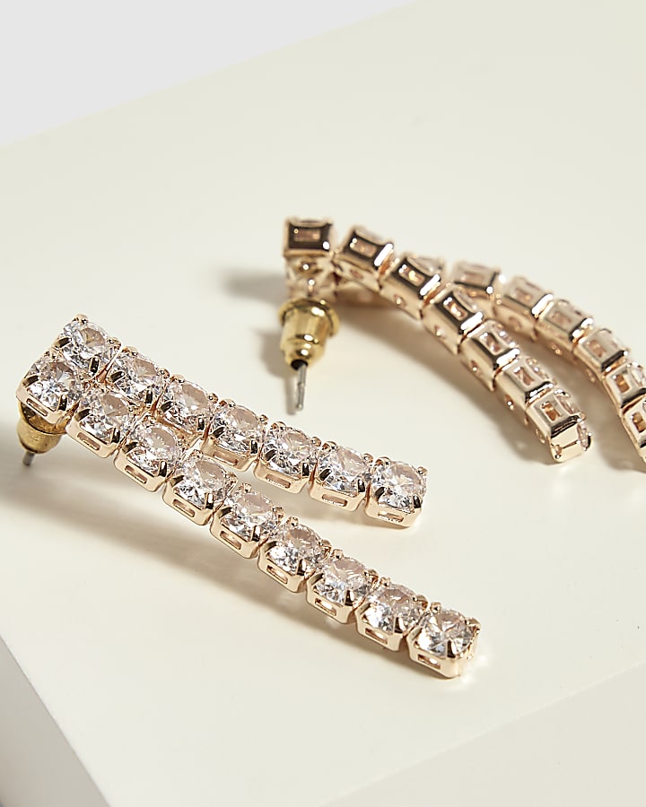 Rose Gold Rhinestone Drop Earrings
