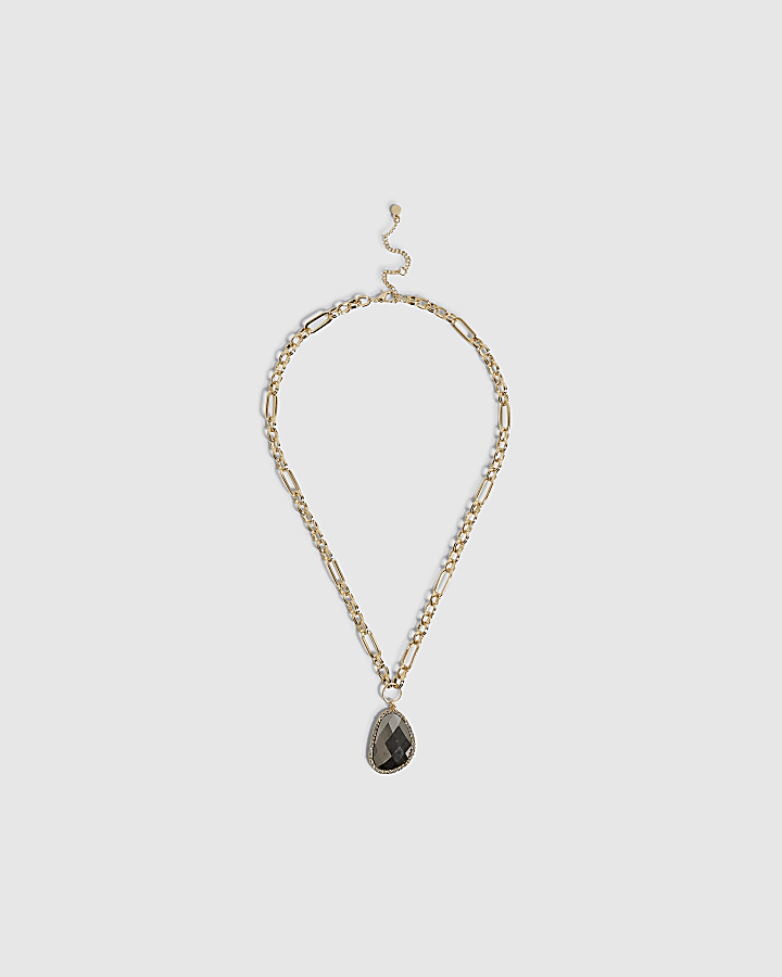 Gold Irregular Stone Pendant Necklace