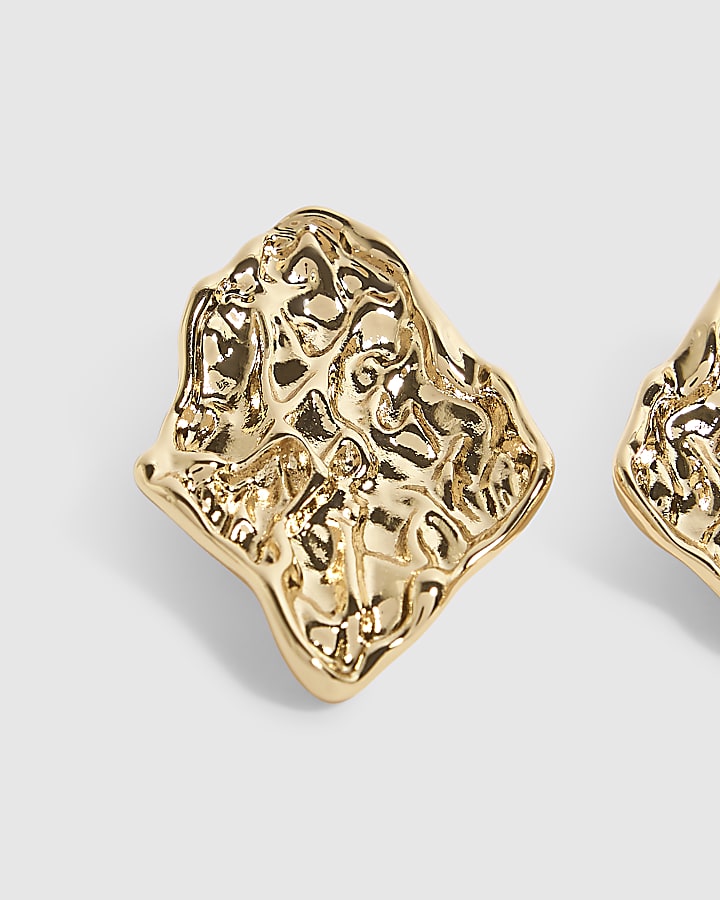 Gold Textured Stud Earrings