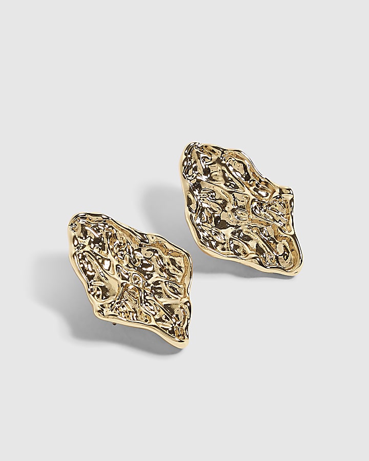 Gold Textured Stud Earrings