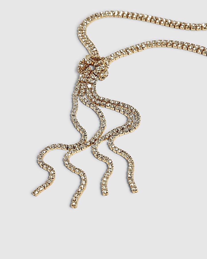 Gold Beaded Chain Knotted Necklace