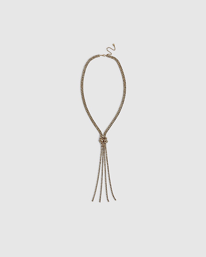 Gold Beaded Chain Knotted Necklace