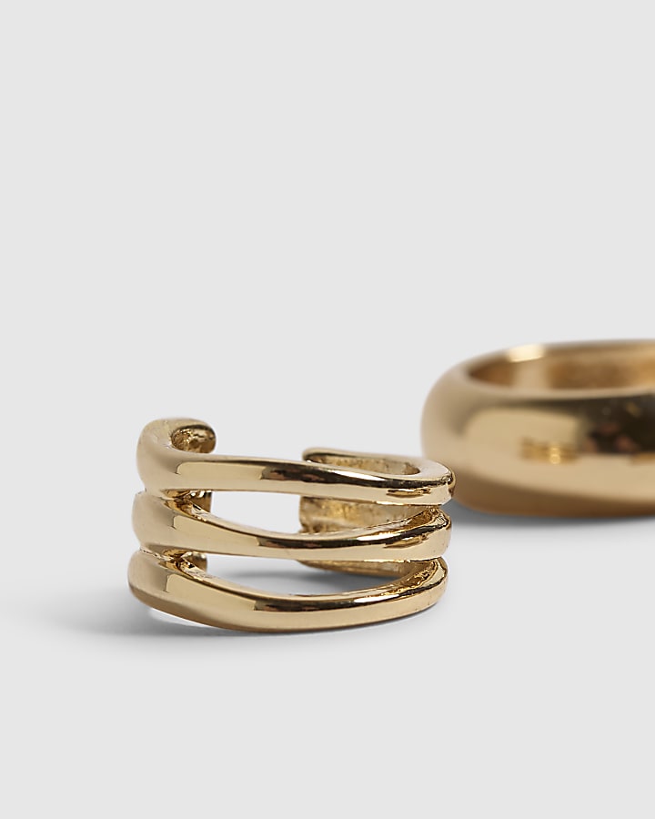 Gold Ear Cuff And Hoops Set