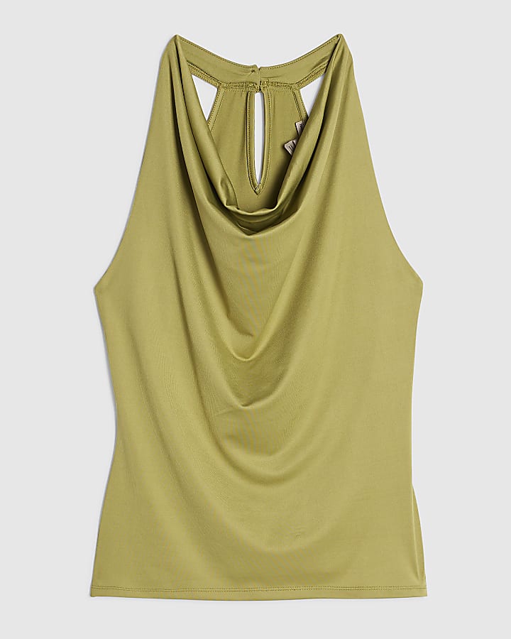 Green Cowl Neck Top
