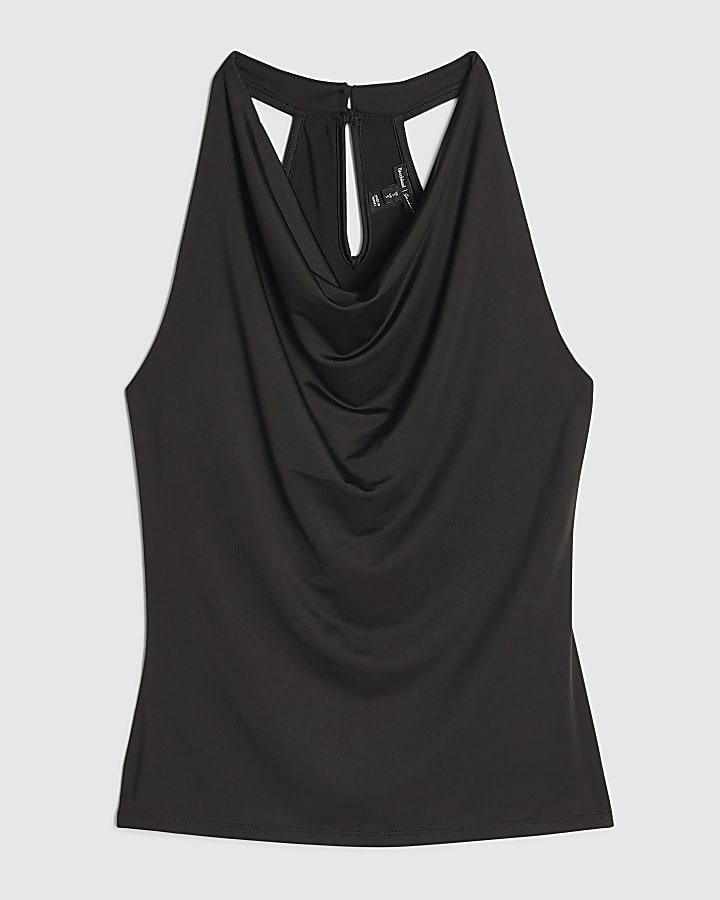 Black Cowl Neck Top