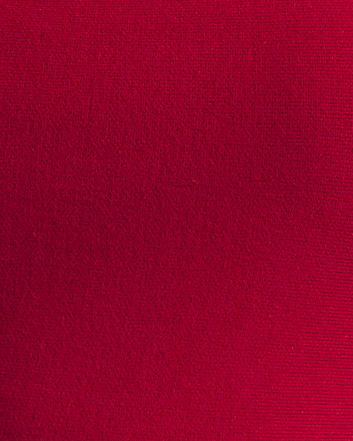 Red Hybrid Satin Knit Peplum Maxi Dress