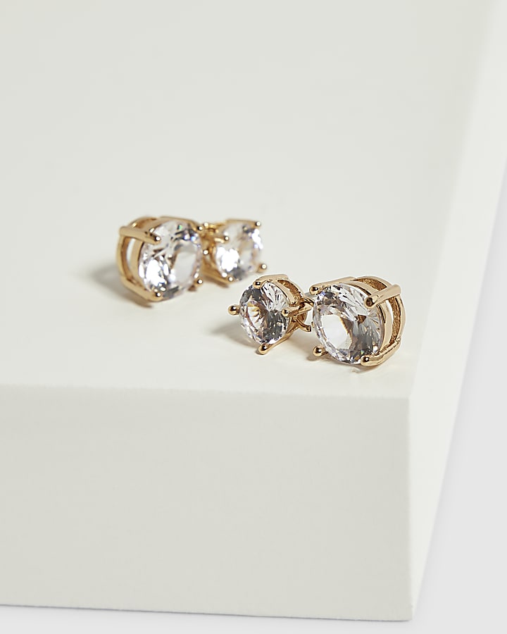 Gold Oval Drop Earrings