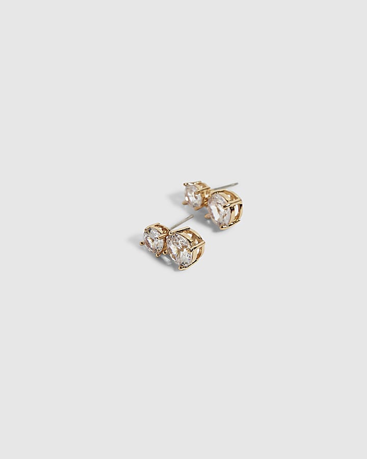 Gold Oval Drop Earrings