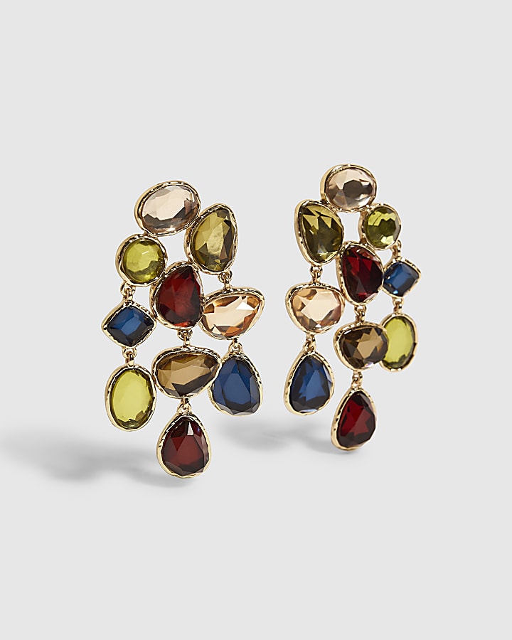 Gold Jewel Tone Drop Earrings