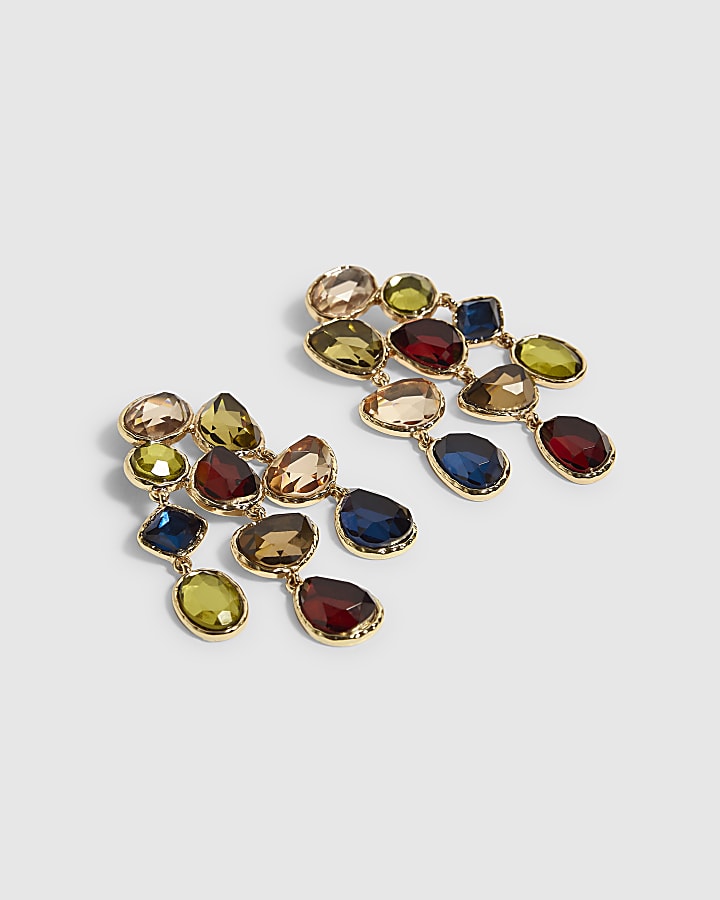 Gold Jewel Tone Drop Earrings