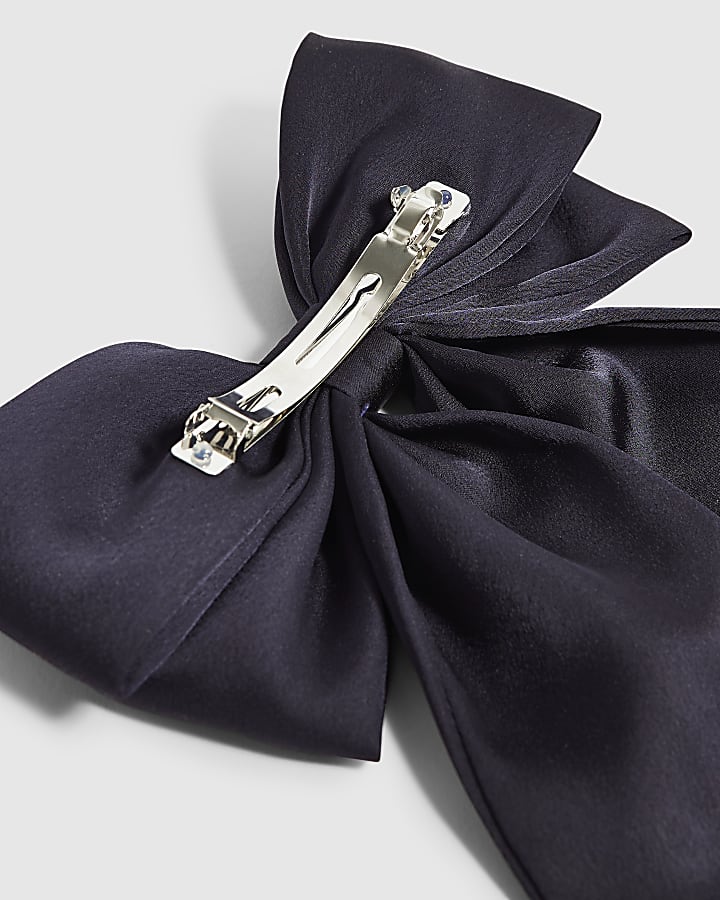 Blue Satin Bow Clip
