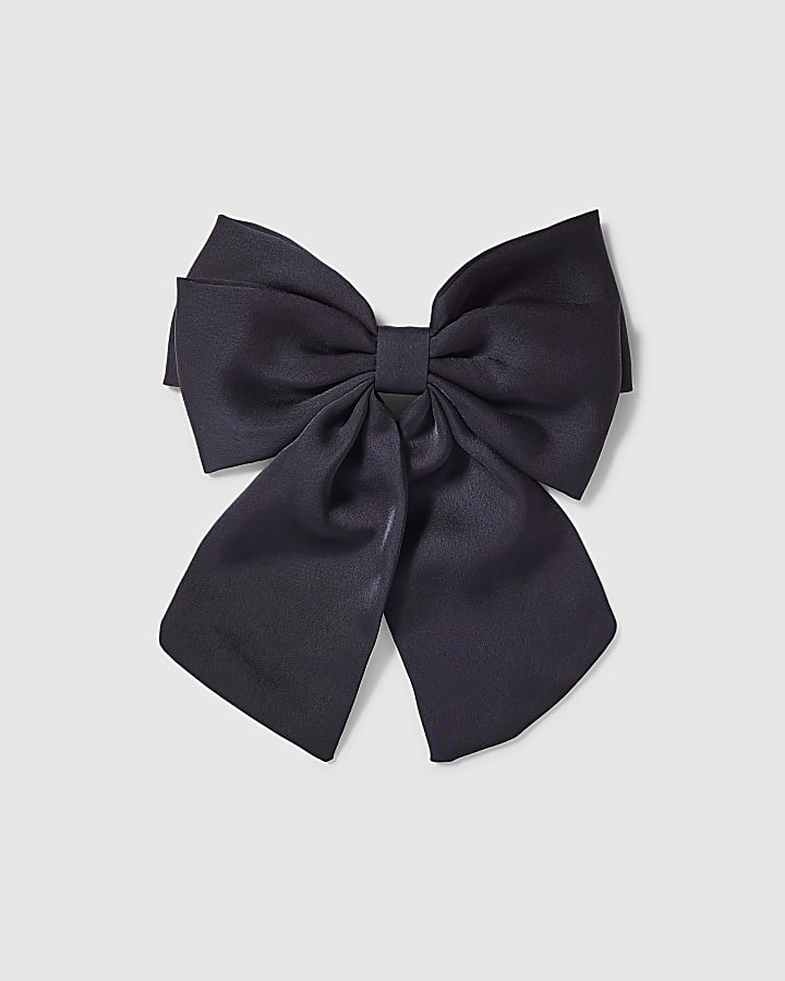 Blue Satin Bow Clip