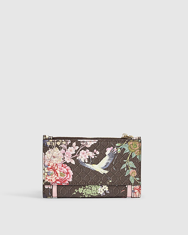 Brown Floral Monogram Mini Purse