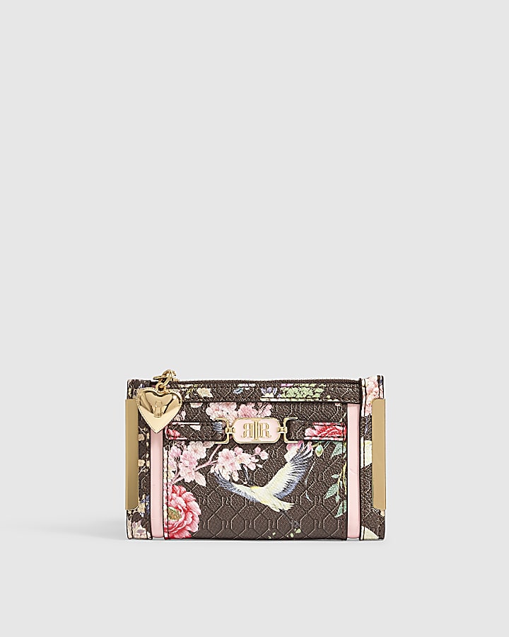 Brown Floral Monogram Mini Purse