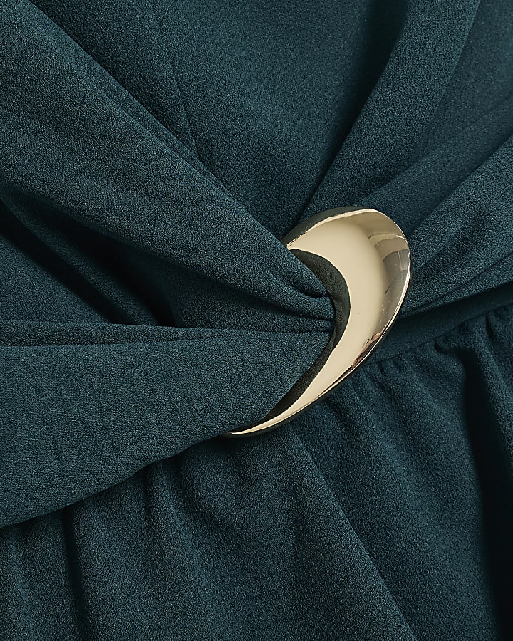 Green One Shoulder Buckle Detail Jumpsuit