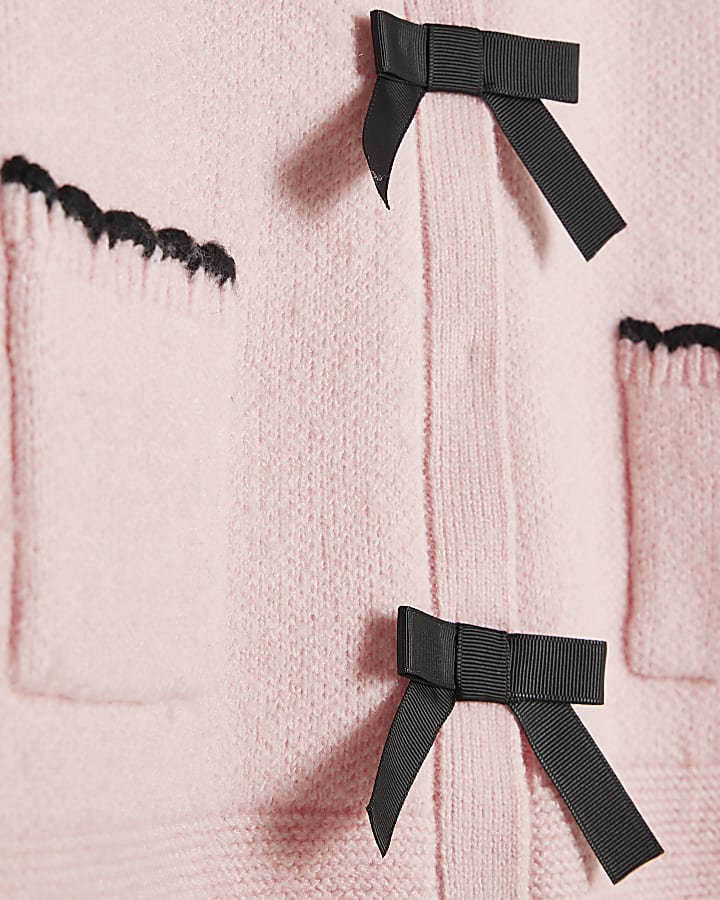 Pink Bow Front Cardigan