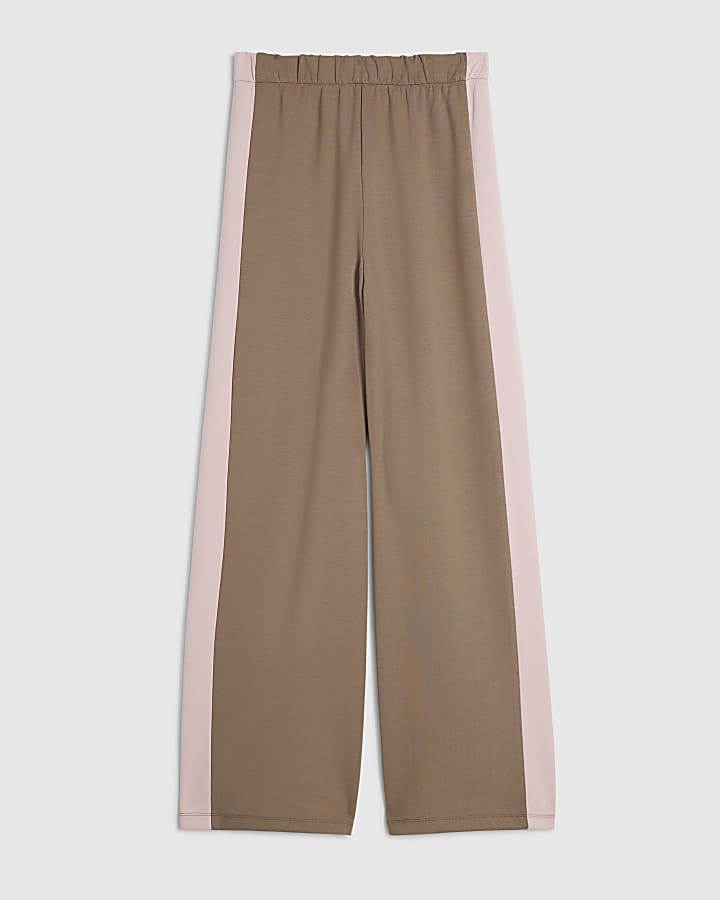Beige Premium Tipped Wide Leg Joggers