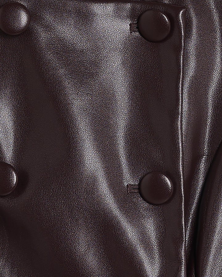 Burgundy Faux Leather Blazer Dress