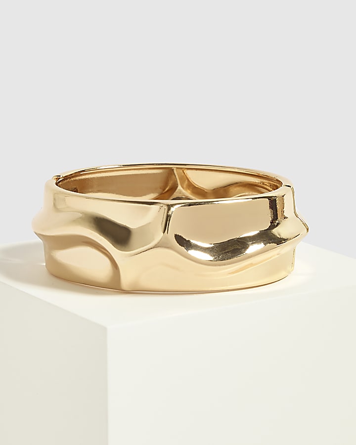 Gold Hammered Hinge Bangle
