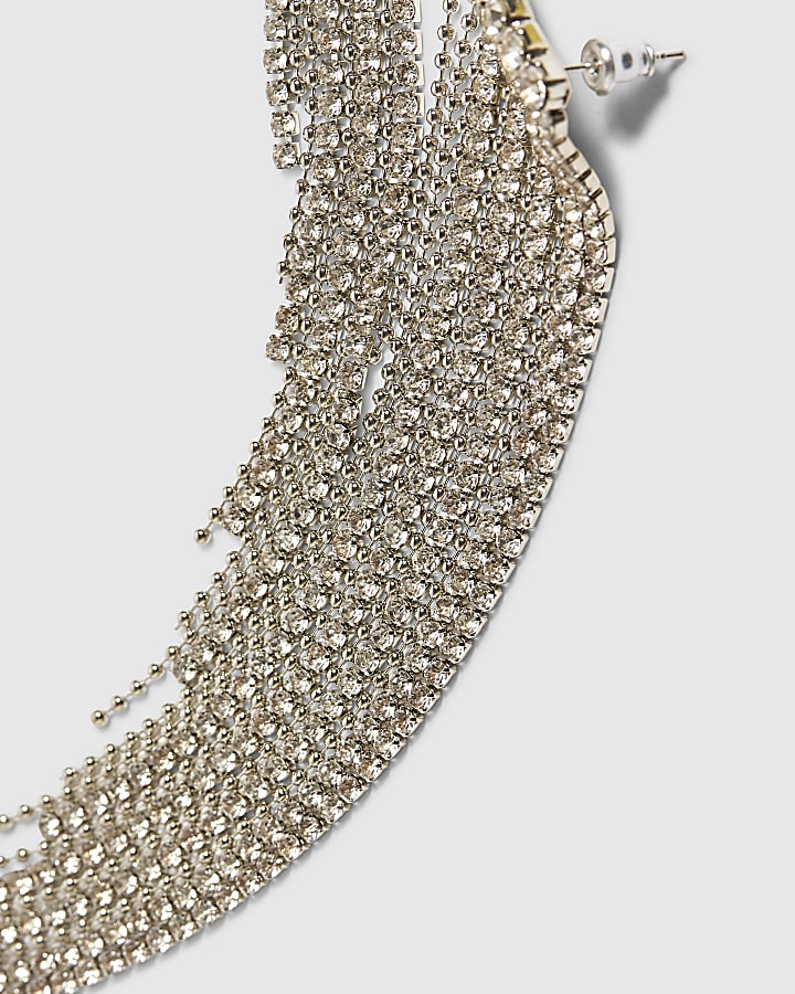 Silver Cupchain Beaded Ear Cuff