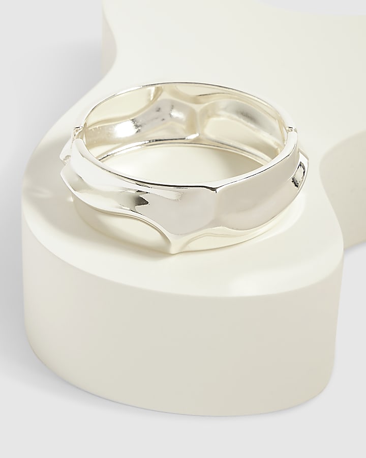 Silver Hammered Hinge Bangle