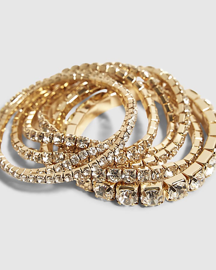 Gold Cupchain Stretch Bracelet Pack of 7
