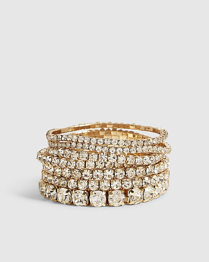 Gold Cupchain Stretch Bracelet Pack of 7