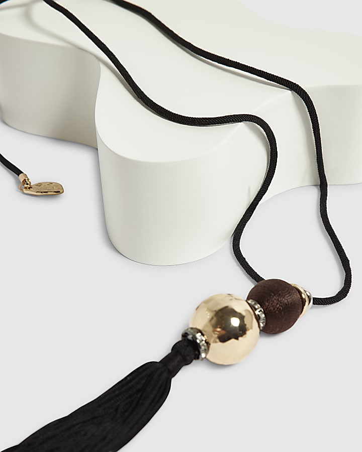 Black Cord Tassel Pendant Necklace