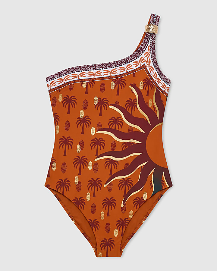 Rust Sun Print Swimsuit