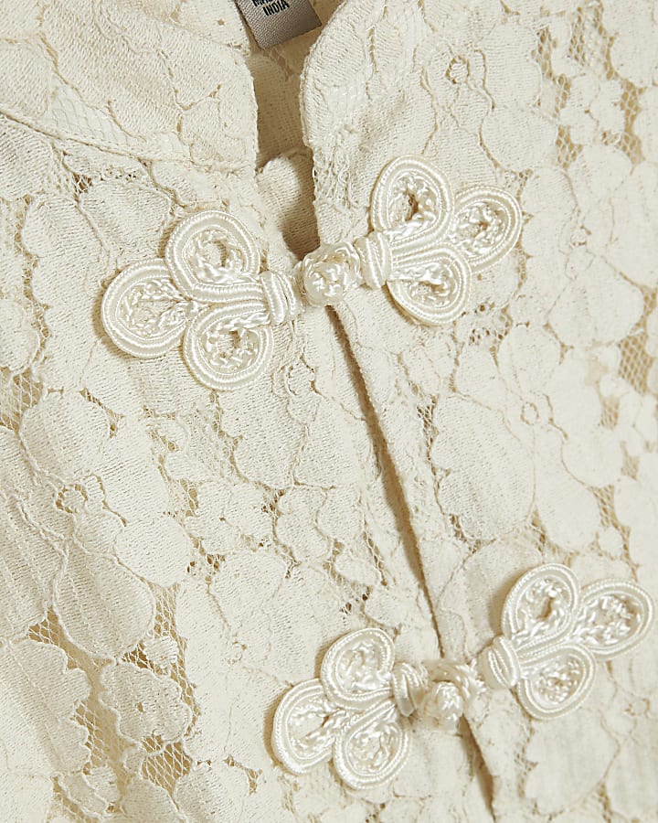 Cream Lace Cap Sleeve Drummer Top