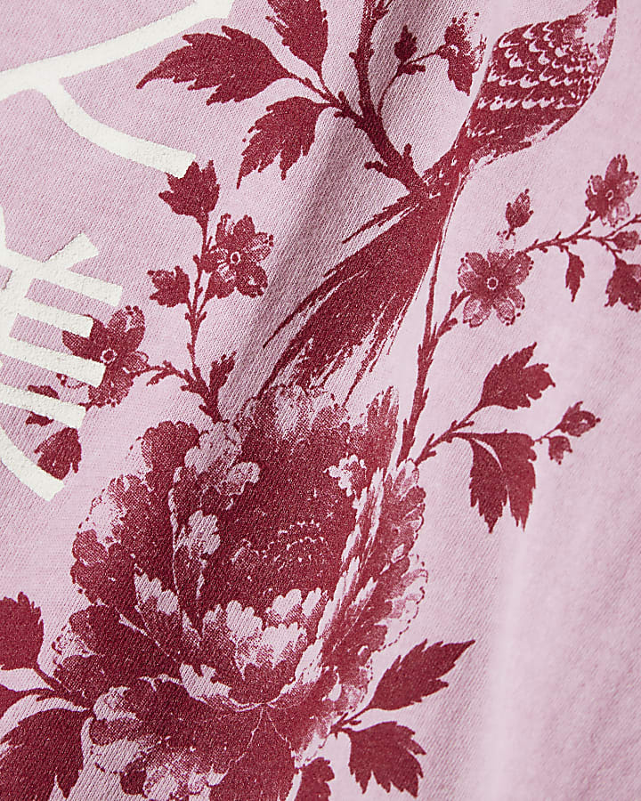 Pink Cotton Japanese Floral T-shirt