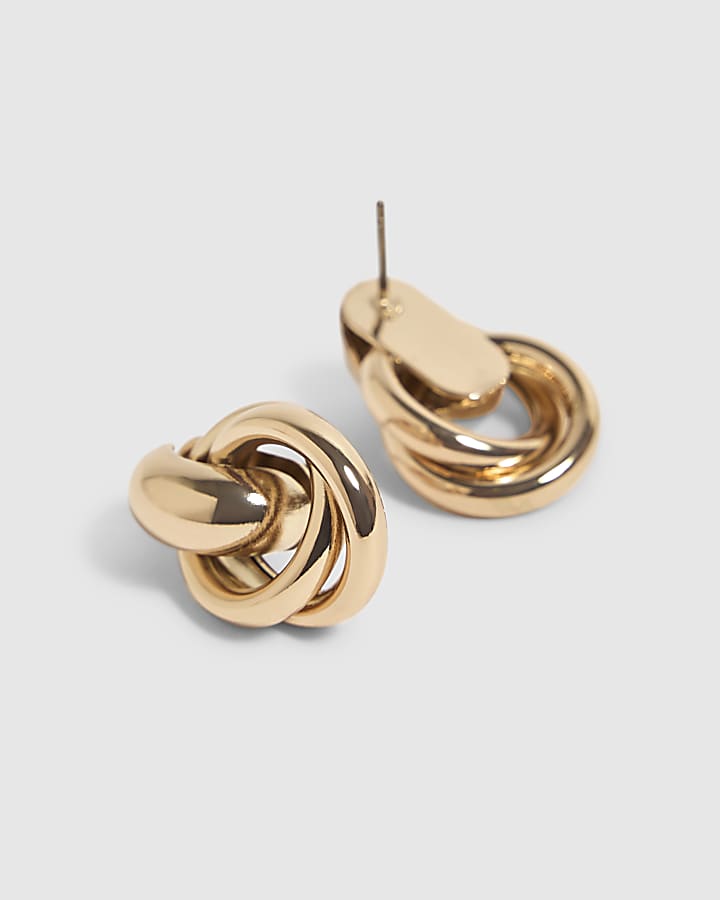 Gold Small Knot Drop Earrings