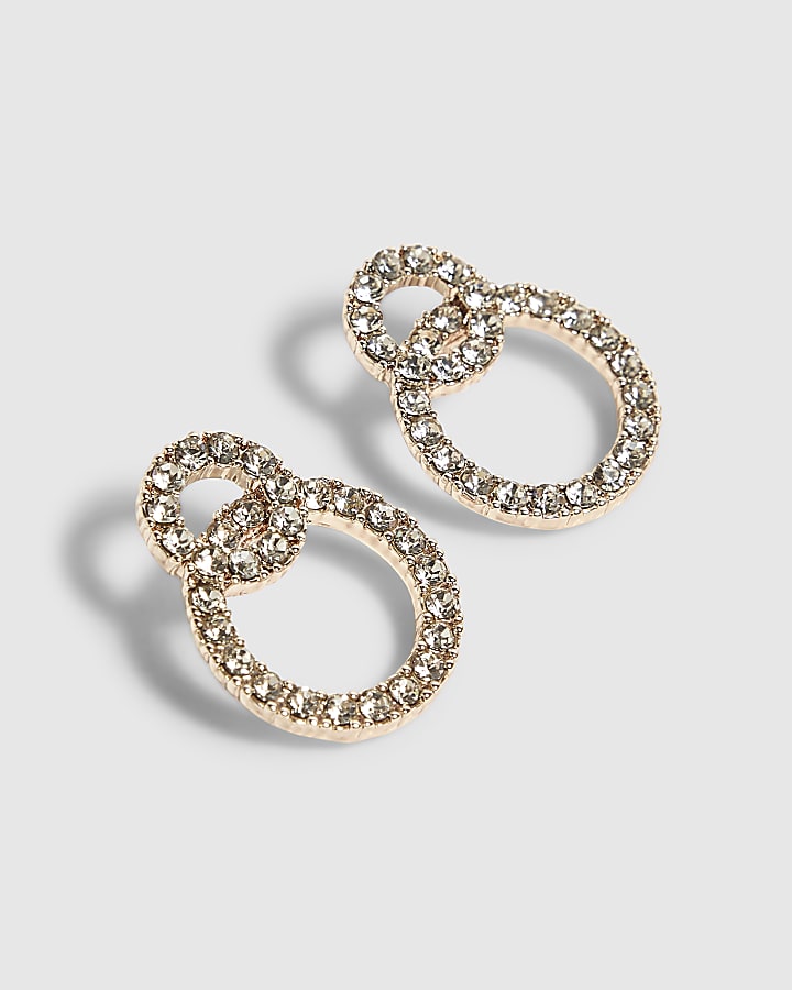 Rose Gold Double Ring Stud Earrings